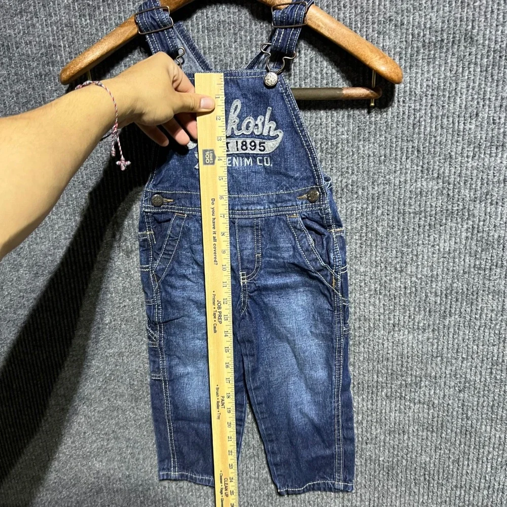 OshKosh B'gosh Overalls Kids 2T Blue Denim Vestbak Logo Adjustable Straps